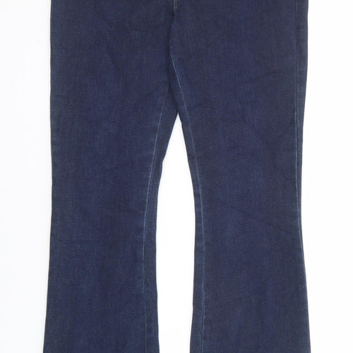 Marks and Spencer Womens Blue Cotton Flared Jeans Size 10 Regular Zip