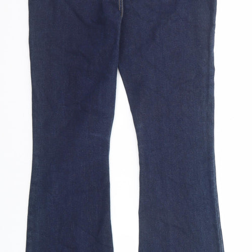 Marks and Spencer Womens Blue Cotton Flared Jeans Size 10 Regular Zip