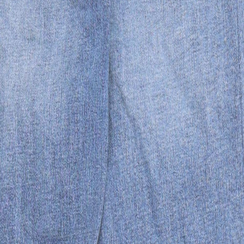 Marks and Spencer Womens Blue Cotton Straight Jeans Size 10 Regular Zip - Short Leg