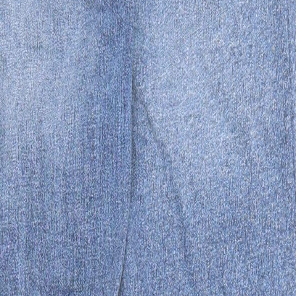 Marks and Spencer Womens Blue Cotton Straight Jeans Size 10 Regular Zip - Short Leg