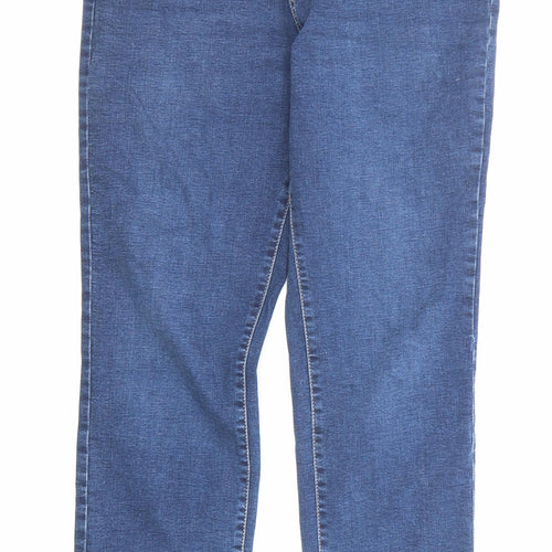 NEXT Womens Blue Cotton Straight Jeans Size 14 Slim Zip