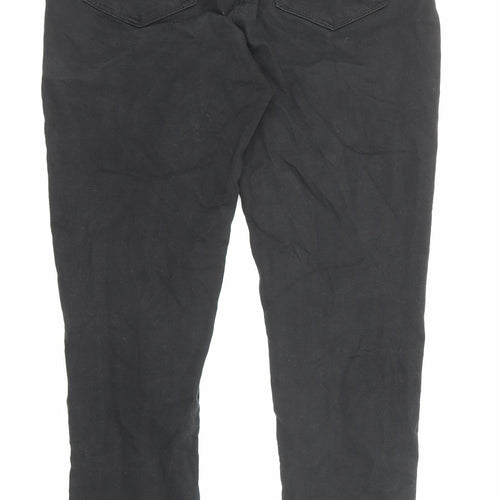 Marks and Spencer Womens Black Cotton Skinny Jeans Size 14 Regular Zip