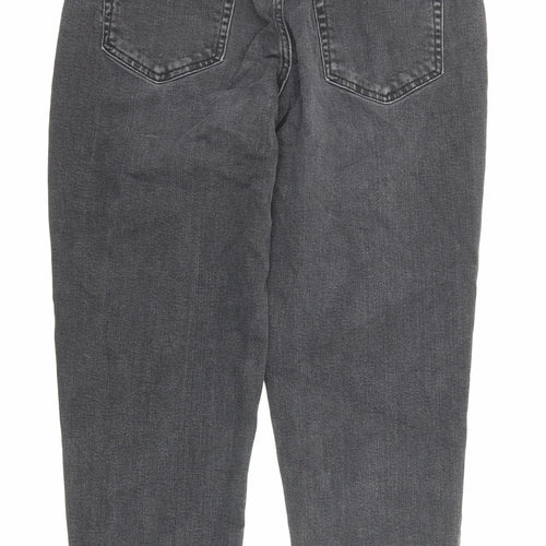 Marks and Spencer Womens Grey Cotton Mom Jeans Size 10 Regular Zip