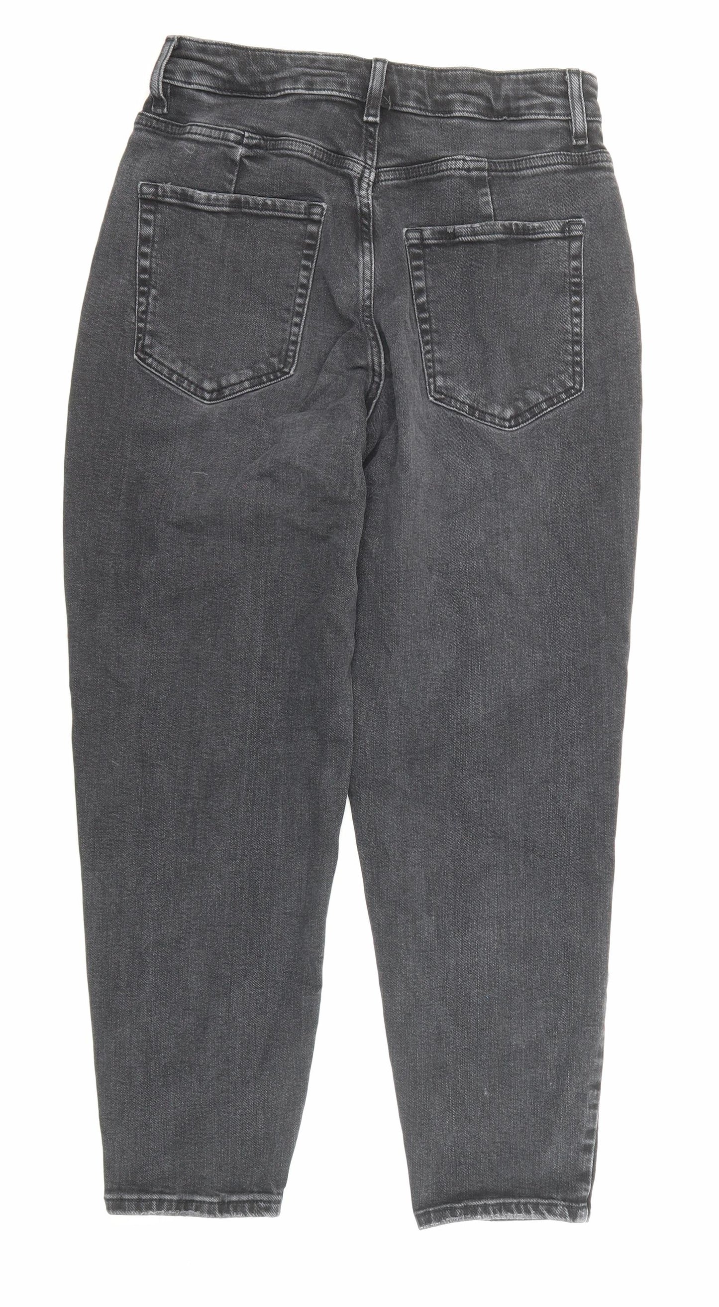 Marks and Spencer Womens Grey Cotton Mom Jeans Size 10 Regular Zip