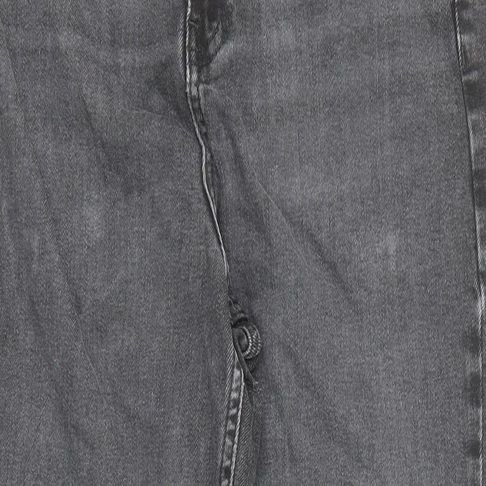 Marks and Spencer Womens Grey Cotton Mom Jeans Size 10 Regular Zip