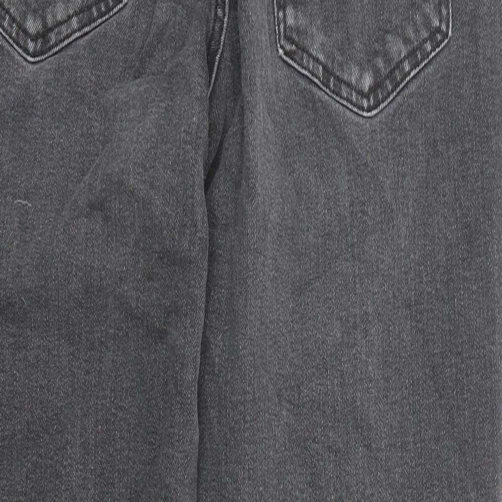 Marks and Spencer Womens Grey Cotton Mom Jeans Size 10 Regular Zip