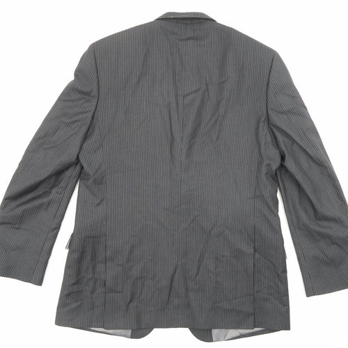 Burton Mens Grey Striped Polyester Jacket Suit Jacket Size 42 Regular