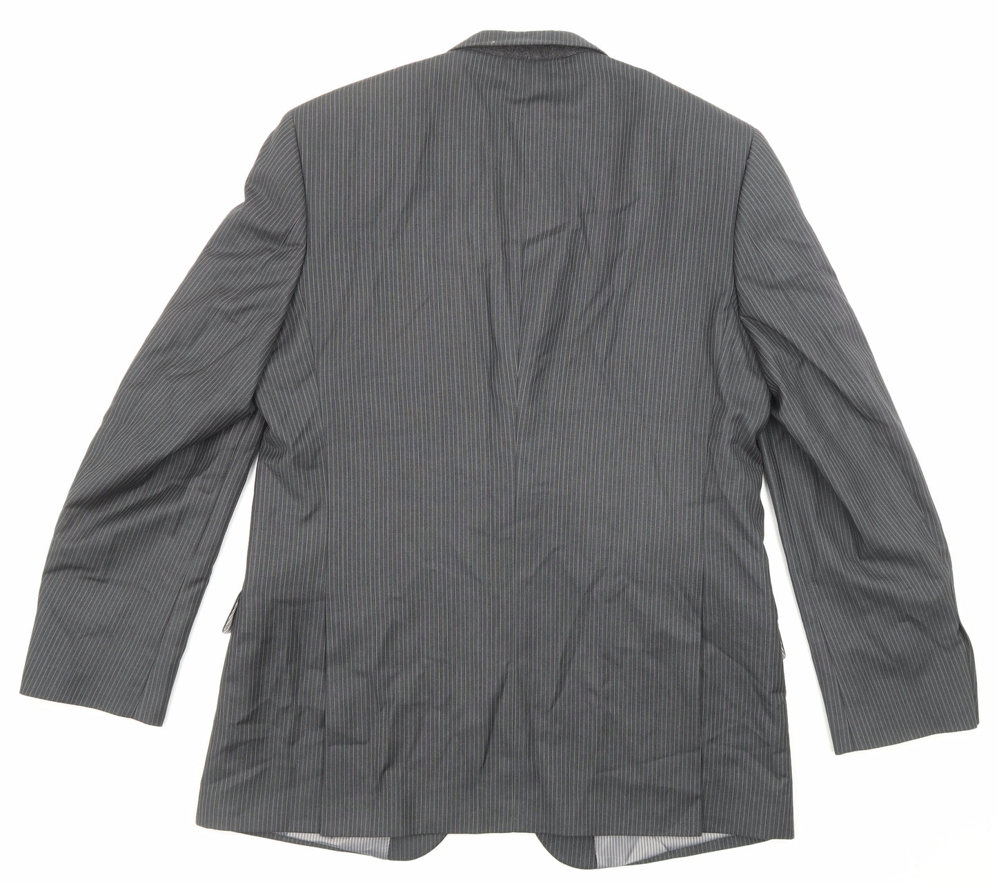 Burton Mens Grey Striped Polyester Jacket Suit Jacket Size 42 Regular
