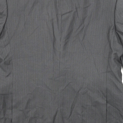 Burton Mens Grey Striped Polyester Jacket Suit Jacket Size 42 Regular