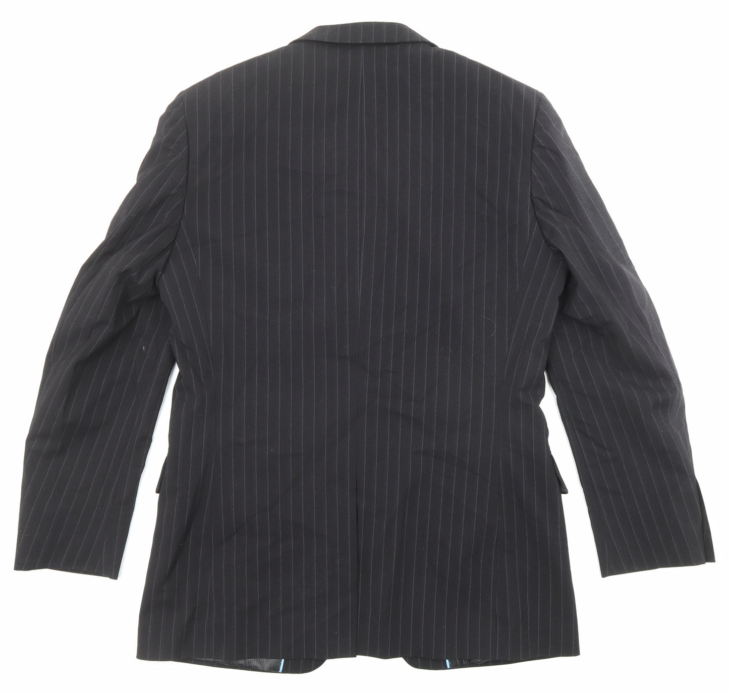 Butler & Webb Mens Black Striped Polyester Jacket Suit Jacket Size 38 Regular