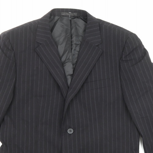Butler & Webb Mens Black Striped Polyester Jacket Suit Jacket Size 38 Regular