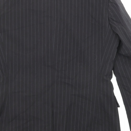 Butler & Webb Mens Black Striped Polyester Jacket Suit Jacket Size 38 Regular