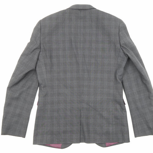 NEXT Mens Grey Plaid Polyester Jacket Suit Jacket Size 40 Regular