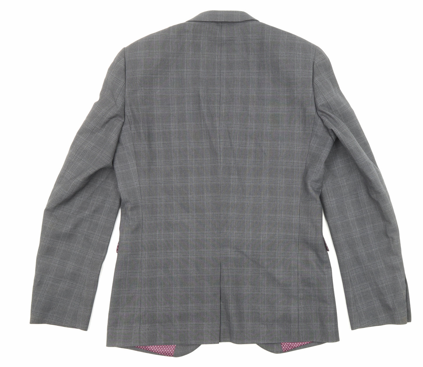 NEXT Mens Grey Plaid Polyester Jacket Suit Jacket Size 40 Regular