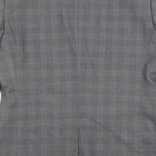 NEXT Mens Grey Plaid Polyester Jacket Suit Jacket Size 40 Regular