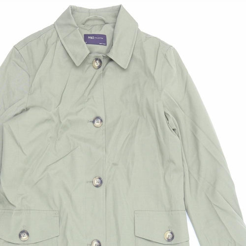 Marks and Spencer Womens Green Trench Coat Coat Size 10 Button