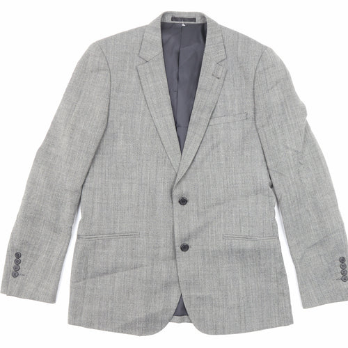 Fellini Mens Grey Polyester Jacket Suit Jacket Size 40 Regular