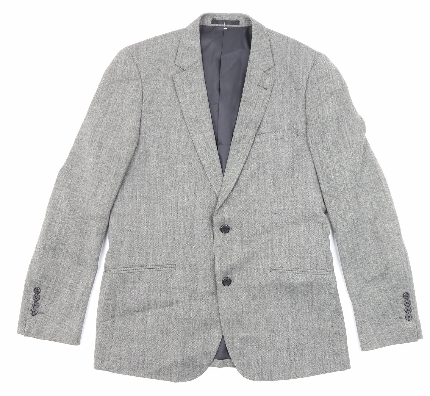 Fellini Mens Grey Polyester Jacket Suit Jacket Size 40 Regular