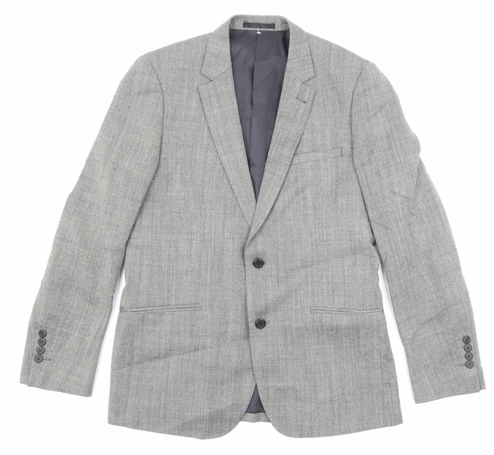 Fellini Mens Grey Polyester Jacket Suit Jacket Size 40 Regular