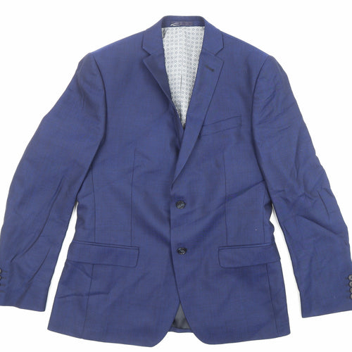 Racing Green Mens Blue Wool Jacket Suit Jacket Size 40 Regular