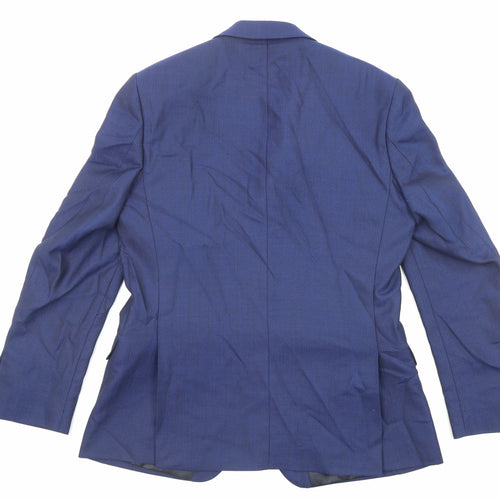 Racing Green Mens Blue Wool Jacket Suit Jacket Size 40 Regular