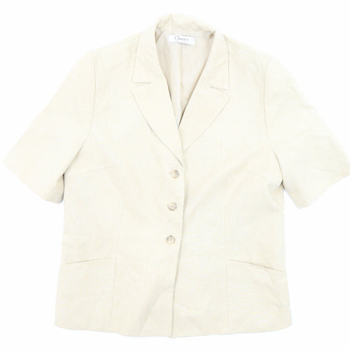 Classics Womens Beige Polyester Jacket Blazer Size 12 Button