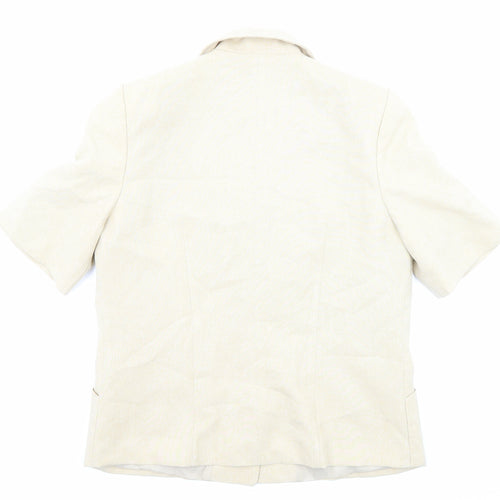 Classics Womens Beige Polyester Jacket Blazer Size 12 Button