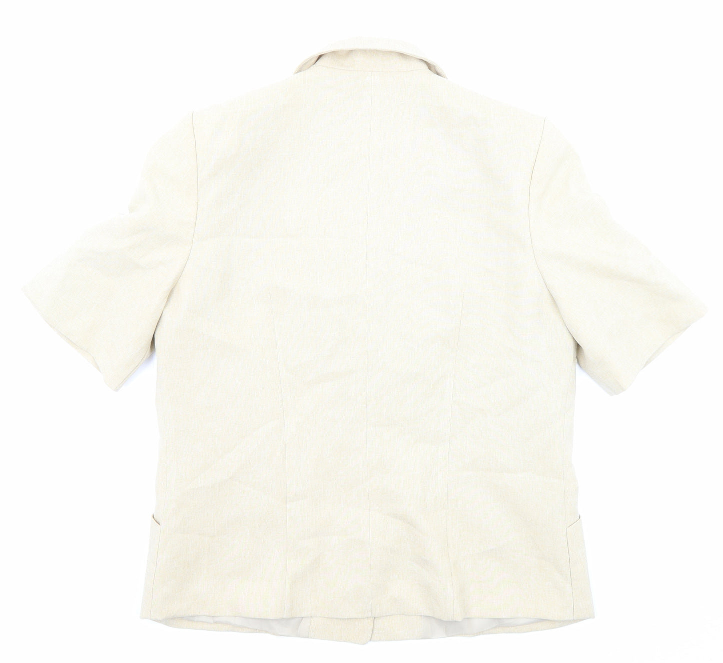 Classics Womens Beige Polyester Jacket Blazer Size 12 Button
