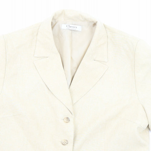 Classics Womens Beige Polyester Jacket Blazer Size 12 Button