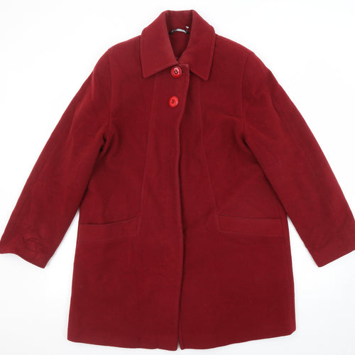 BHS Womens Red Overcoat Coat Size 16 Button