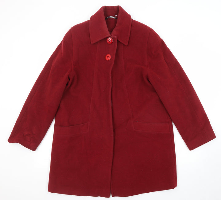 BHS Womens Red Overcoat Coat Size 16 Button