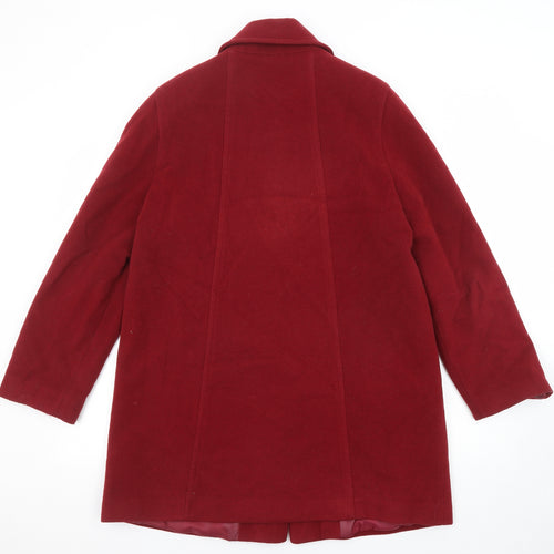 BHS Womens Red Overcoat Coat Size 16 Button