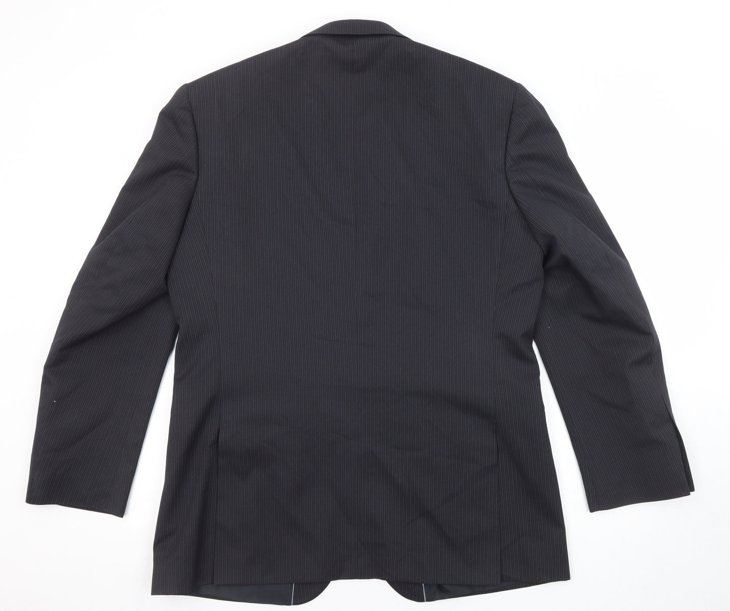 Burton Mens Black Striped Polyester Jacket Suit Jacket Size 42 Regular