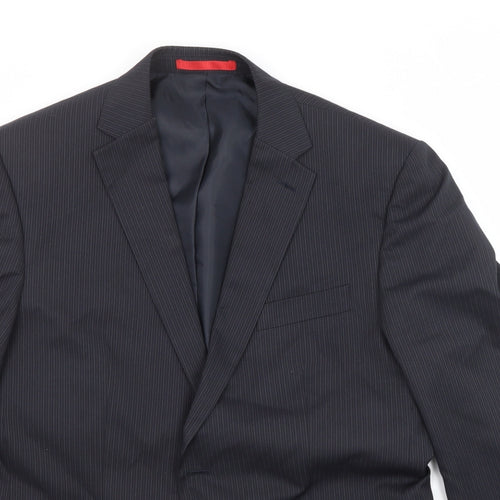 Burton Mens Black Striped Polyester Jacket Suit Jacket Size 42 Regular