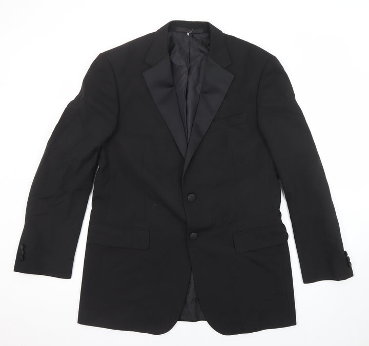 Marks and Spencer Mens Black Polyester Tuxedo Suit Jacket Size 40 Regular