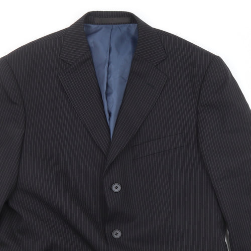 Marks and Spencer Mens Black Striped Wool Jacket Suit Jacket Size 40 Regular