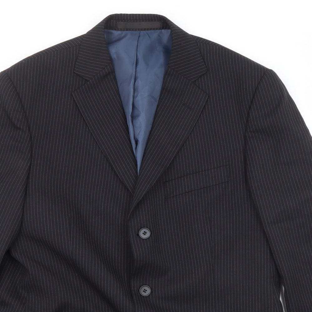 Marks and Spencer Mens Black Striped Wool Jacket Suit Jacket Size 40 Regular