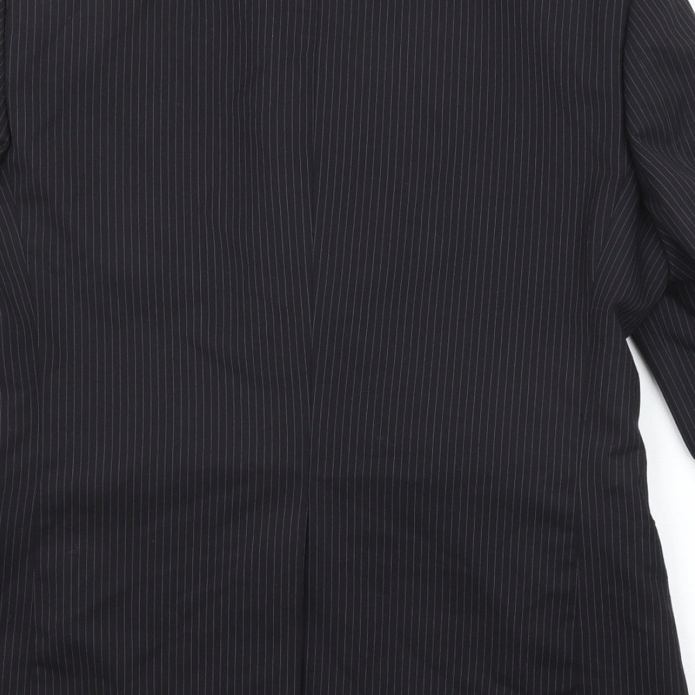 Marks and Spencer Mens Black Striped Wool Jacket Suit Jacket Size 40 Regular