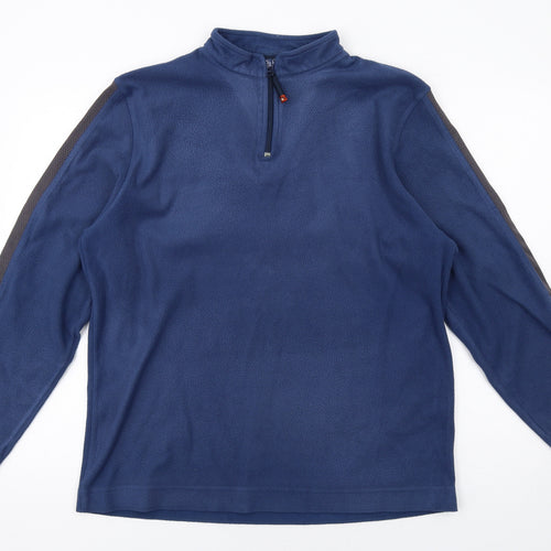 Atlantic Mens Blue Polyester Henley Sweatshirt Size M