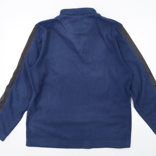 Atlantic Mens Blue Polyester Henley Sweatshirt Size M