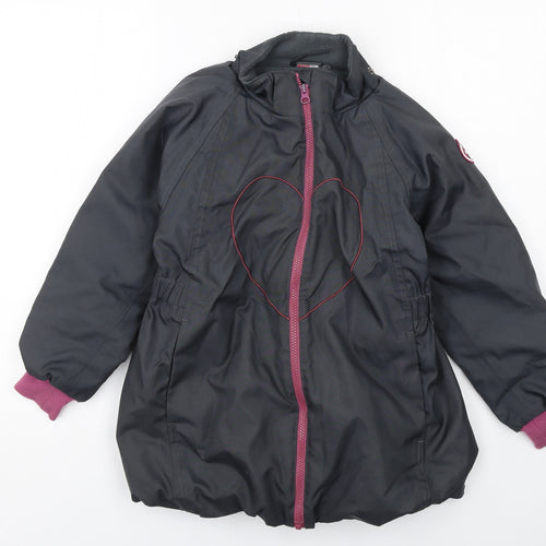 Racoon Girls Grey Jacket Size 8 Years Zip - Heart