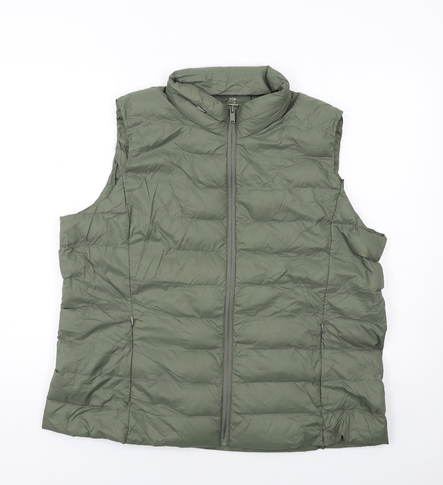 Marks and Spencer Womens Green Gilet Jacket Size 18 Zip