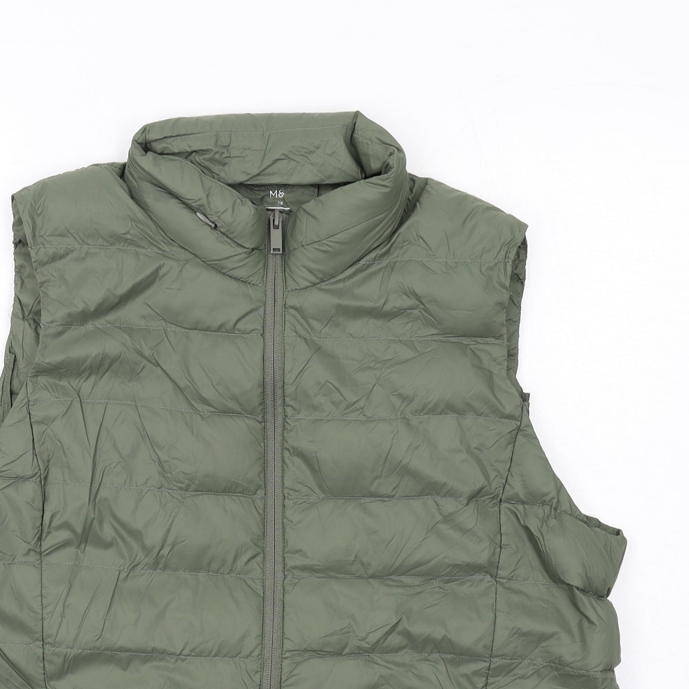 Marks and Spencer Womens Green Gilet Jacket Size 18 Zip
