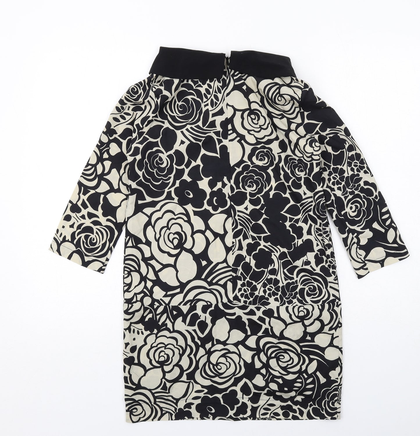 River Island Womens Black Floral Polyester Jumper Dress Size 6 Boat Neck Zip