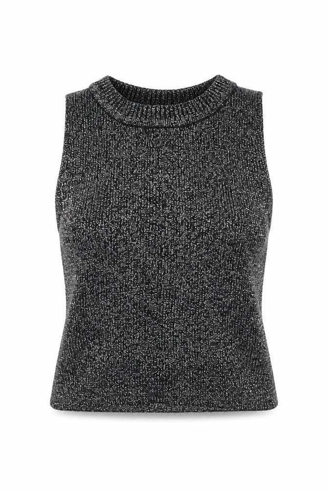 Front view of Zara women’s black polyester cropped blouse, size S, round neck