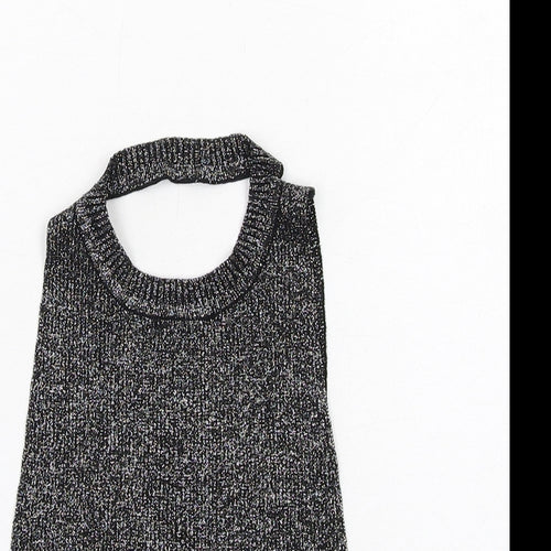 Zara Womens Black Polyester Cropped Blouse Size S Round Neck