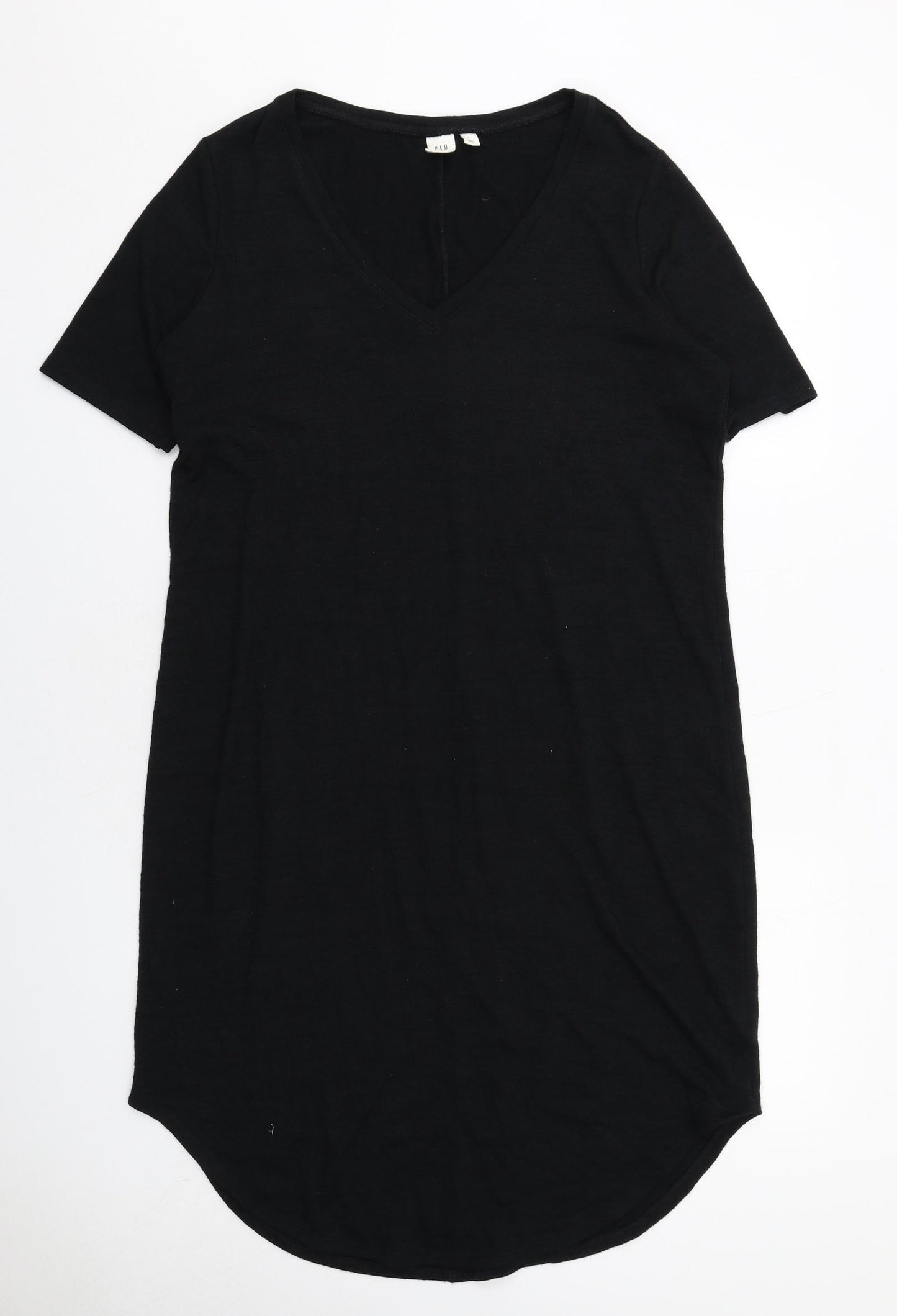 Gap Womens Black Polyester T-Shirt Dress Size L V-Neck Pullover