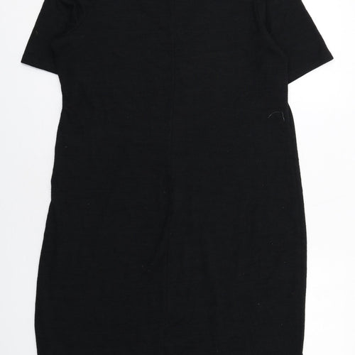 Gap Womens Black Polyester T-Shirt Dress Size L V-Neck Pullover