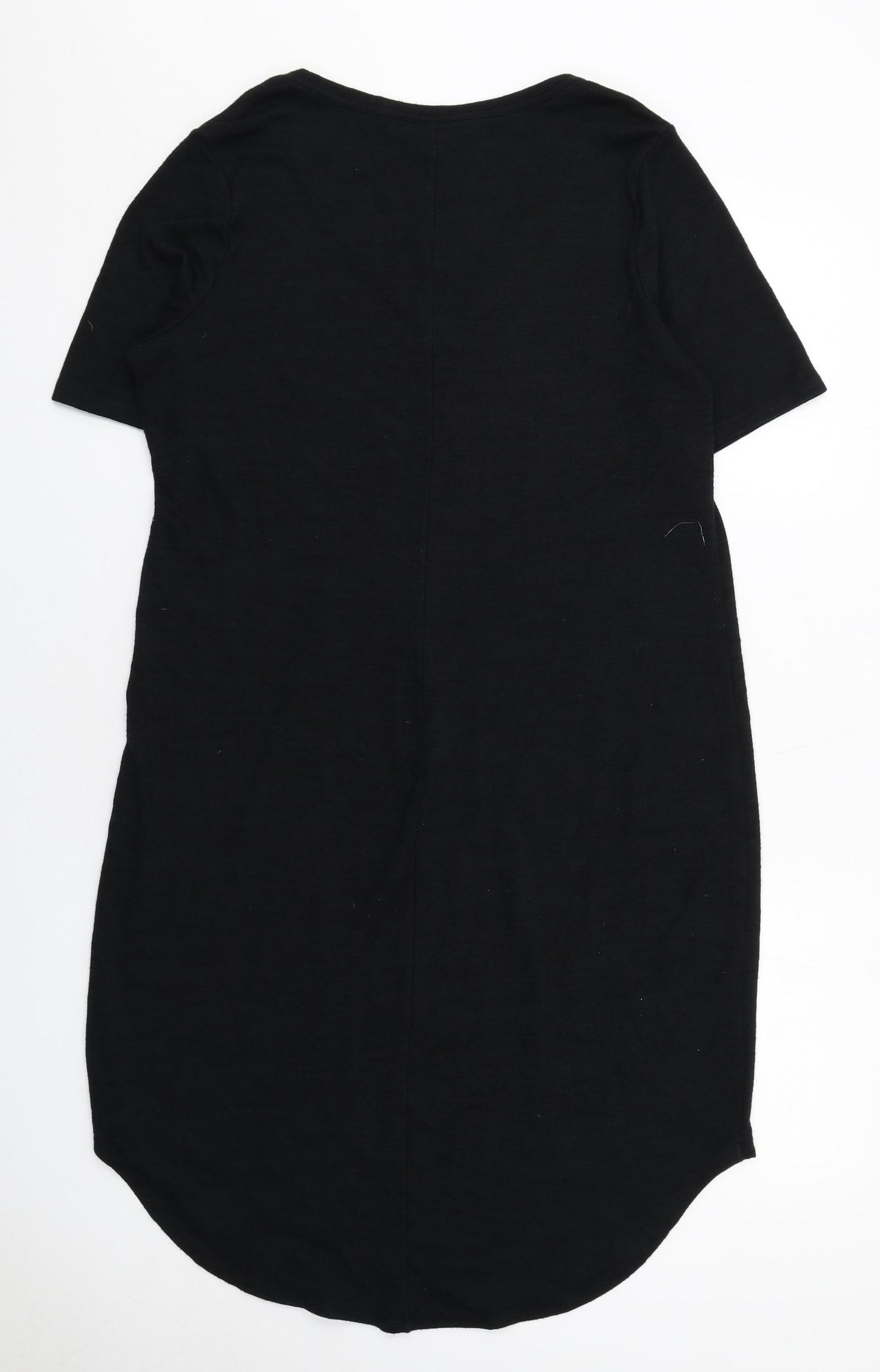 Gap Womens Black Polyester T-Shirt Dress Size L V-Neck Pullover