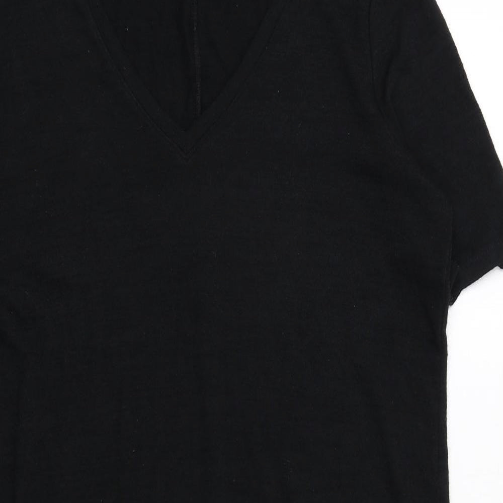 Gap Womens Black Polyester T-Shirt Dress Size L V-Neck Pullover